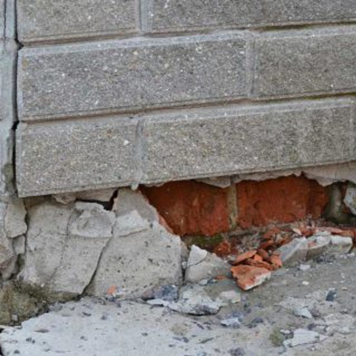 Foundation repair to a cracked block wall