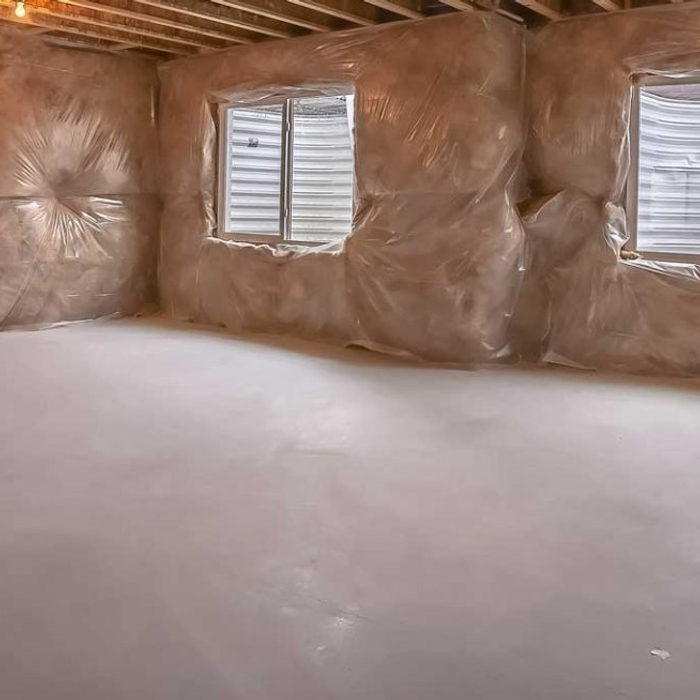 Interior basement waterproofing work
